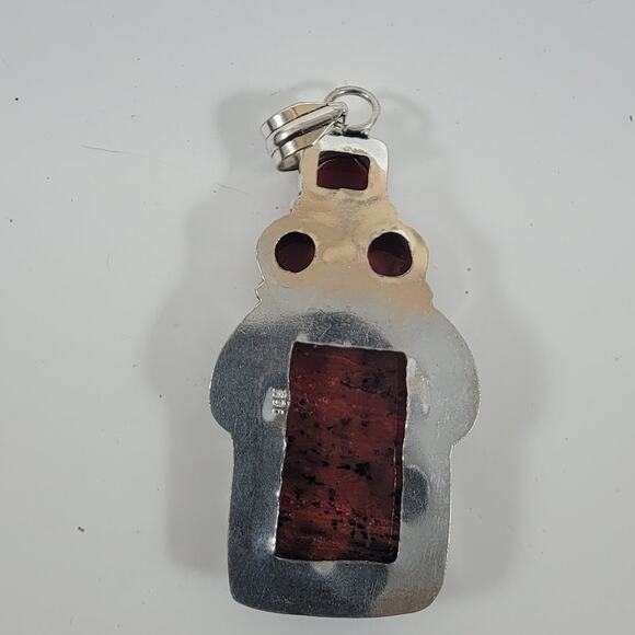 Handmade Silver Pendant Necklace with Red Jasper, Carnelian & 925 Sterling Chain - Picture 3 of 10